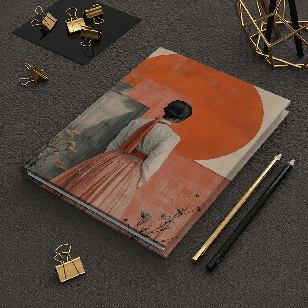 Woman in Orange Sun Japanese Minimal Art – Notebooks