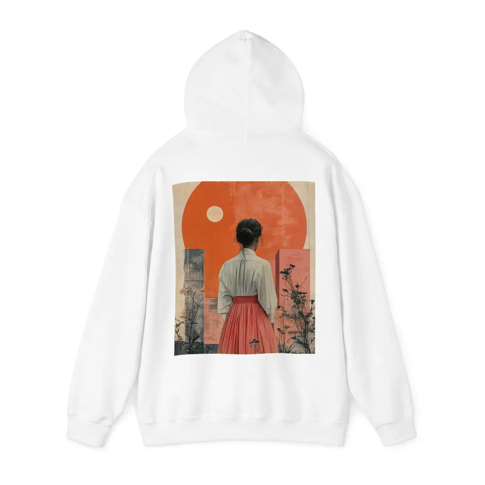 Woman Red Skirt Orange Sun Abstract Art – Hoodies