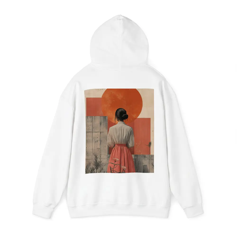 Woman in Pink Skirt Red Sun Collage – Hoodies