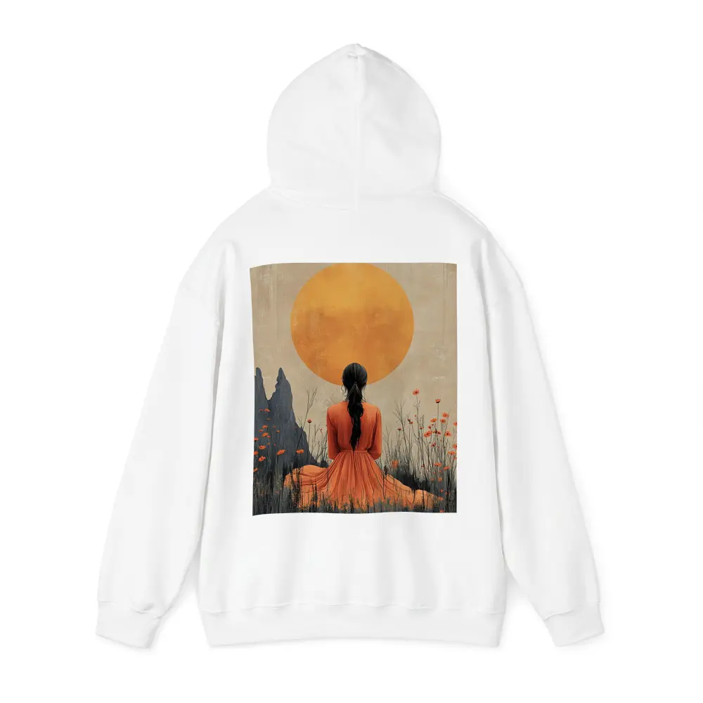 Woman in Orange Dress Golden Sun Field – Hoodies