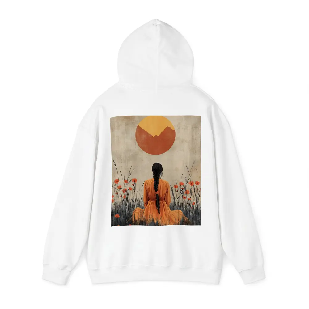 Woman in Orange Dress Poppy Field Sun – Hoodies