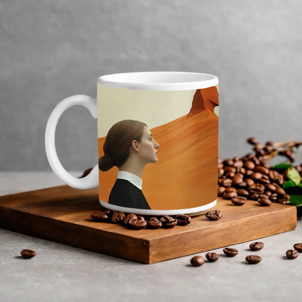 Woman Profile Desert Sphinx Surreal Art – Mugs