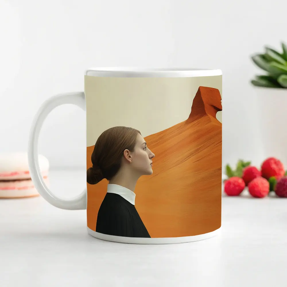 Woman Profile Desert Sphinx Surreal Art – Mugs