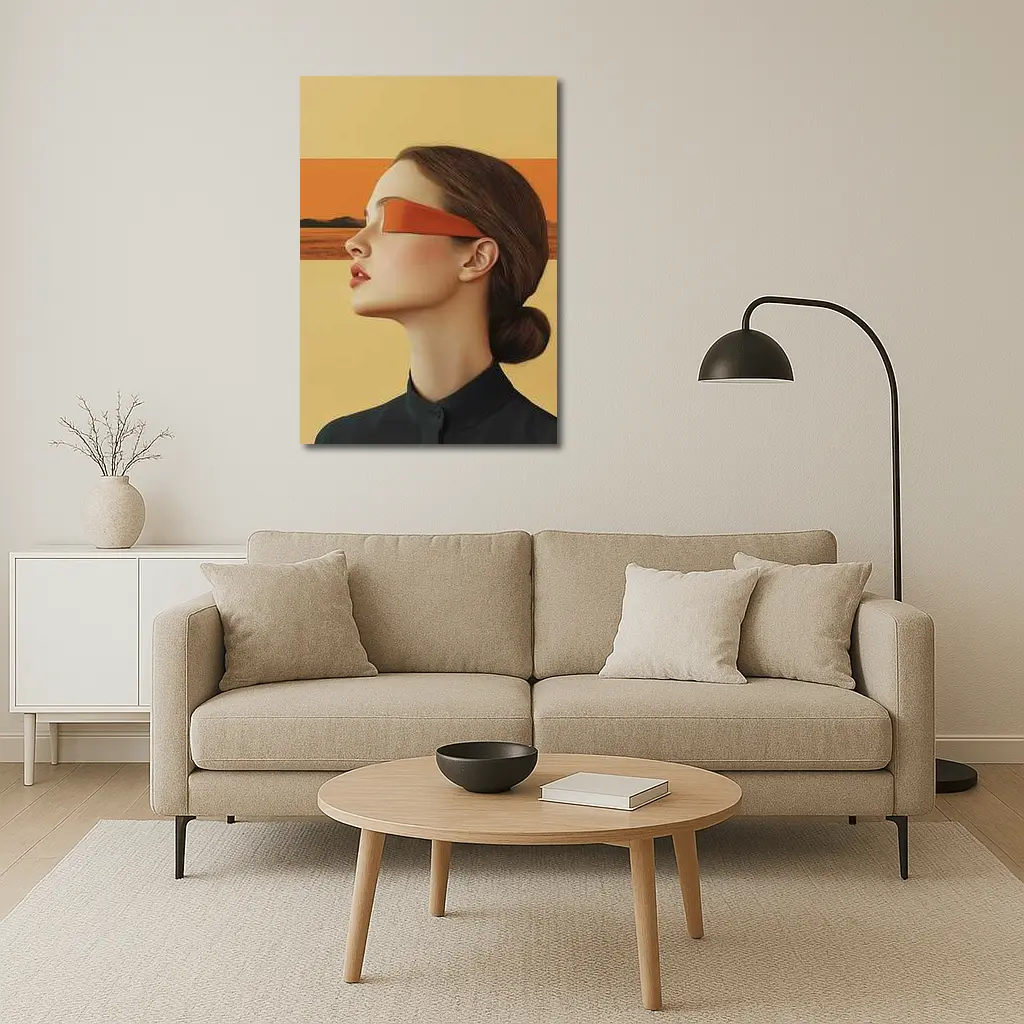 Woman Profile Orange Band Desert Landscape – Wall Art