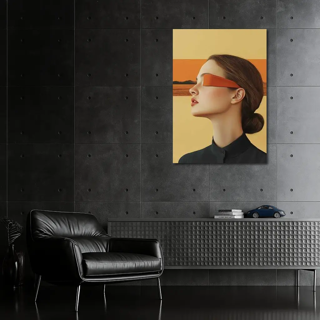Woman Profile Orange Band Desert Landscape – Wall Art
