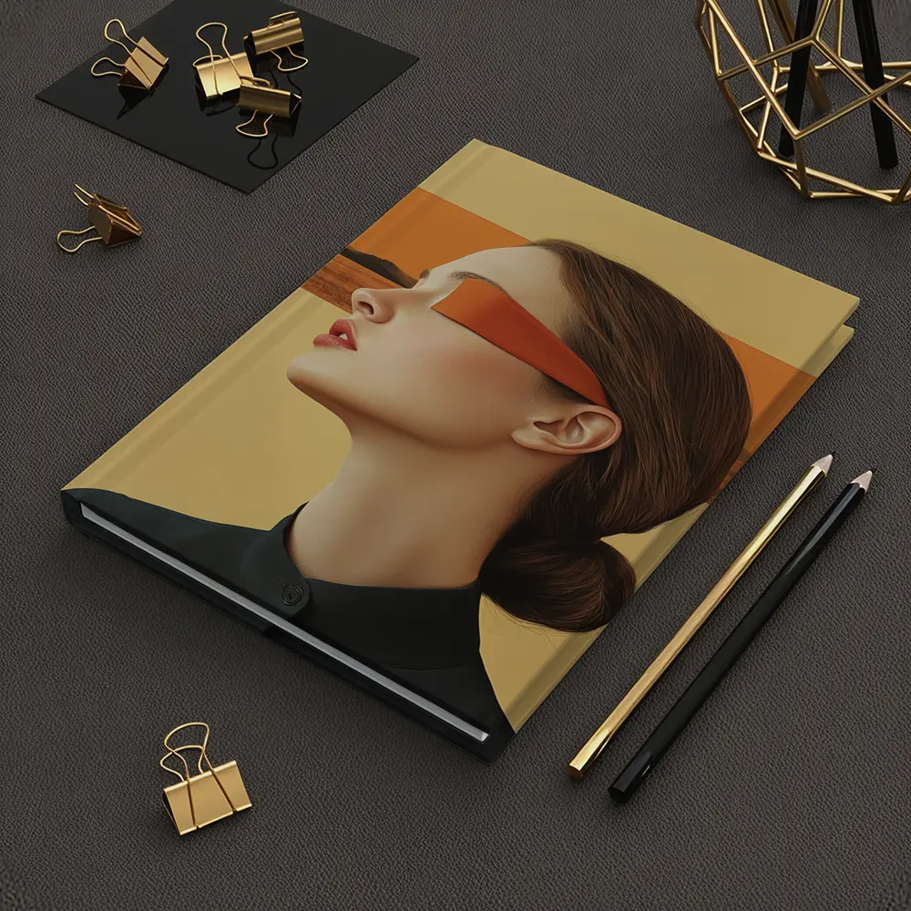 Woman Profile Orange Band Desert Landscape – Notebooks