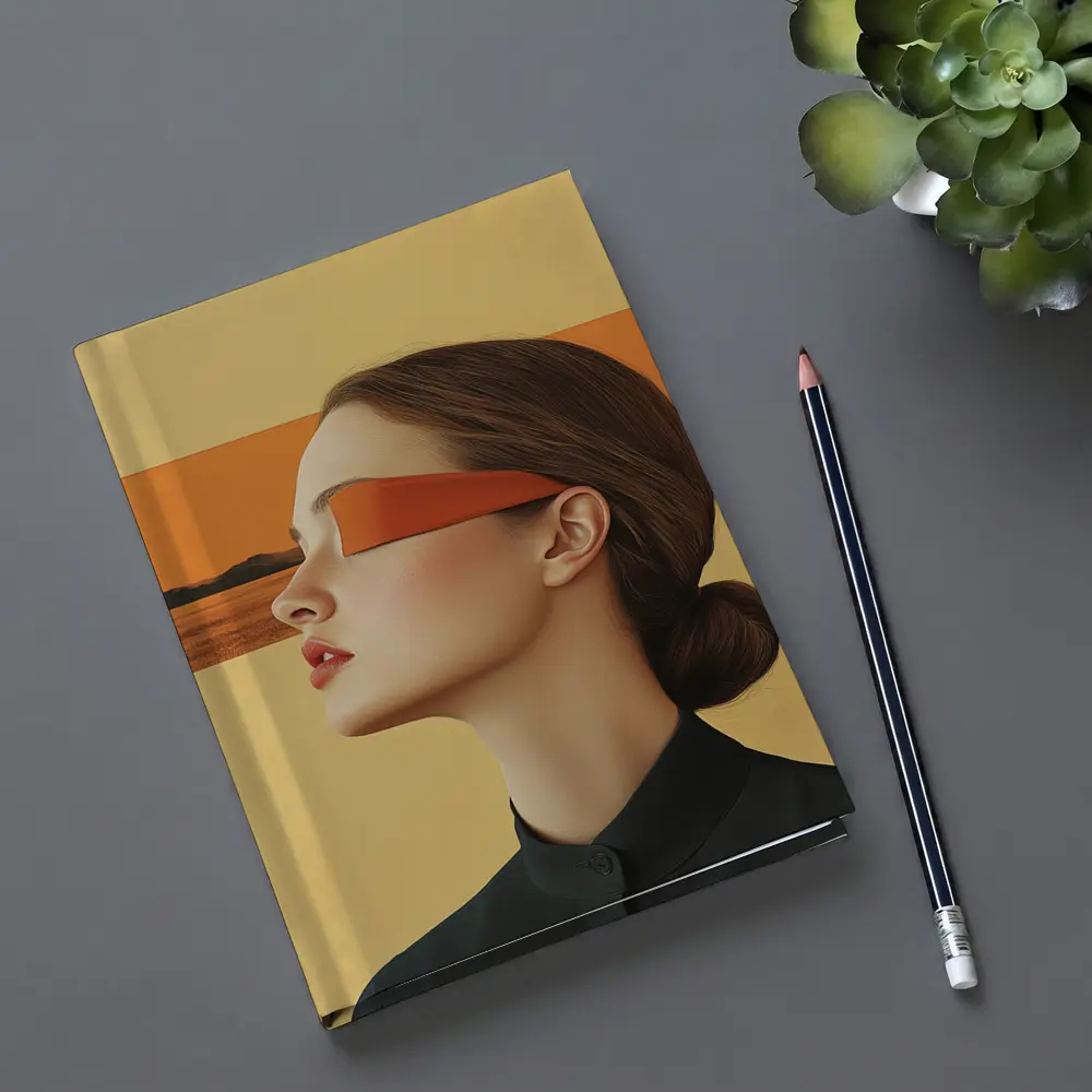 Woman Profile Orange Band Desert Landscape – Notebooks