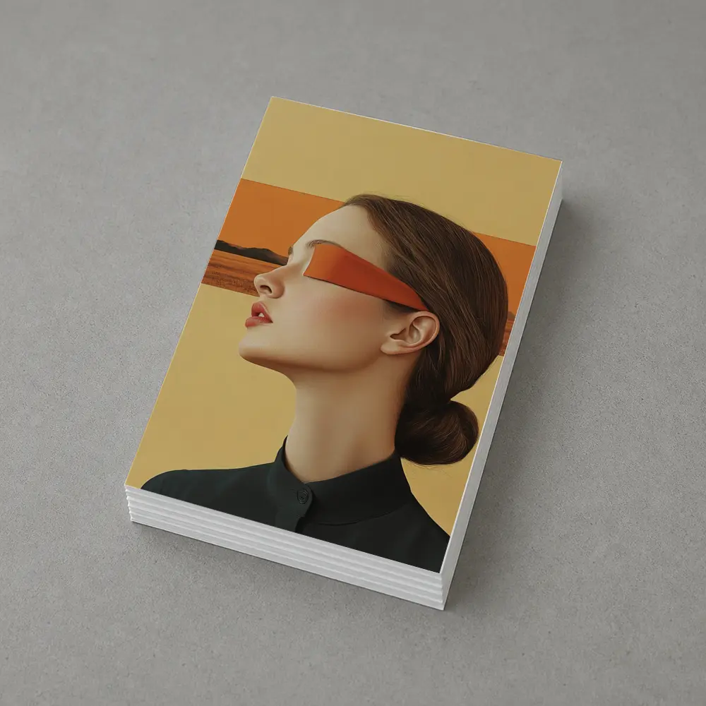 Woman Profile Orange Band Desert Landscape – Postcards