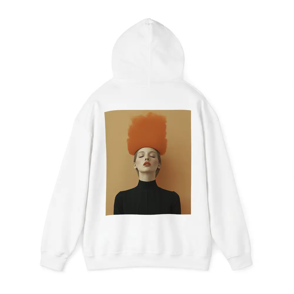 Woman Orange Smoke Cloud Beige Background – Hoodies