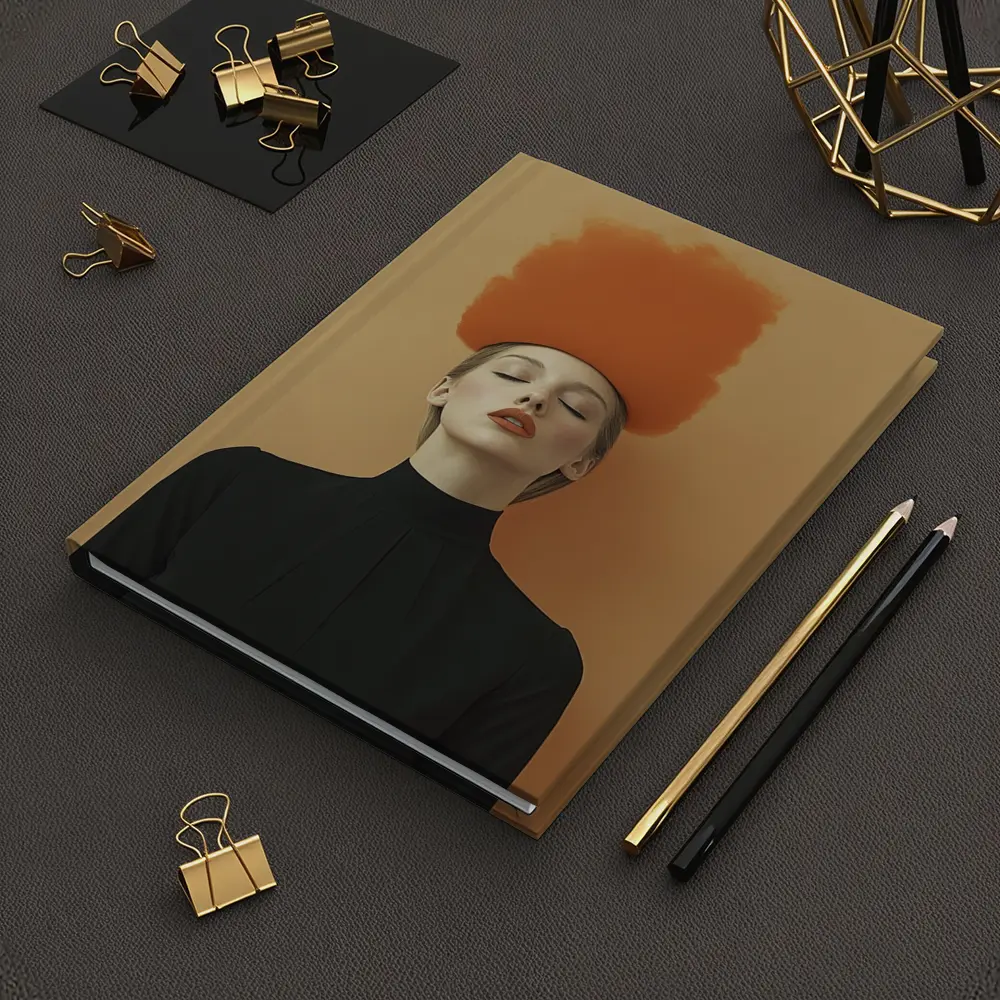 Woman Orange Smoke Cloud Beige Background – Notebooks