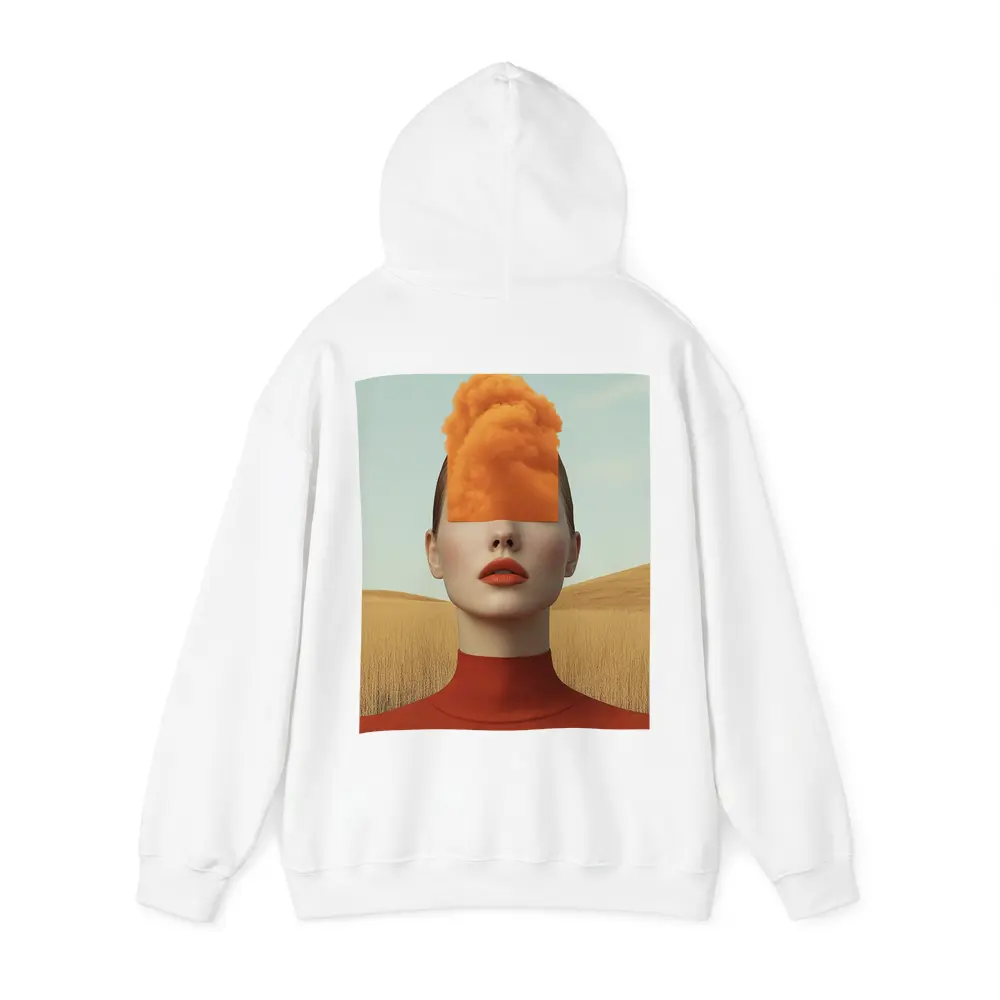 Surreal Woman Orange Cloud Head Desert Fields – Hoodies