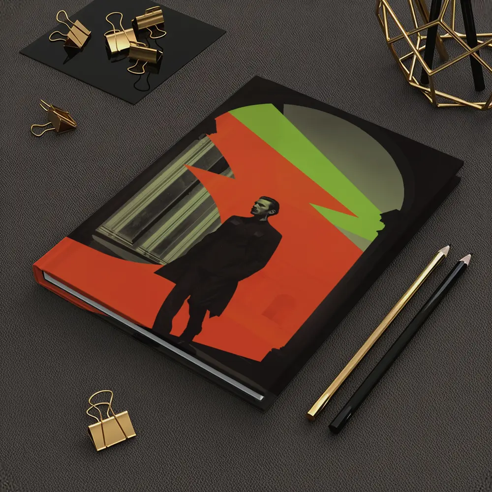 Man in Black Coat Neon Geometric Arch – Notebooks