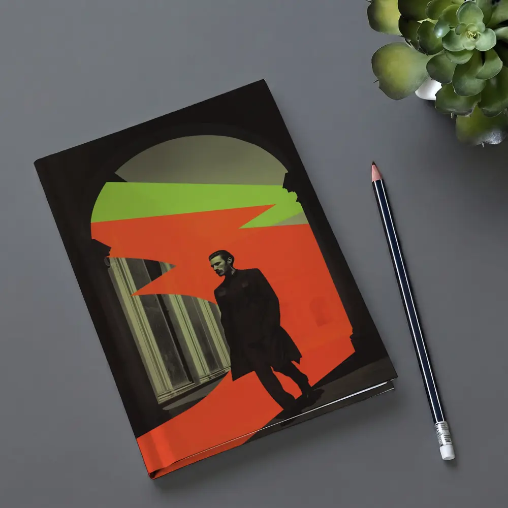 Man in Black Coat Neon Geometric Arch – Notebooks