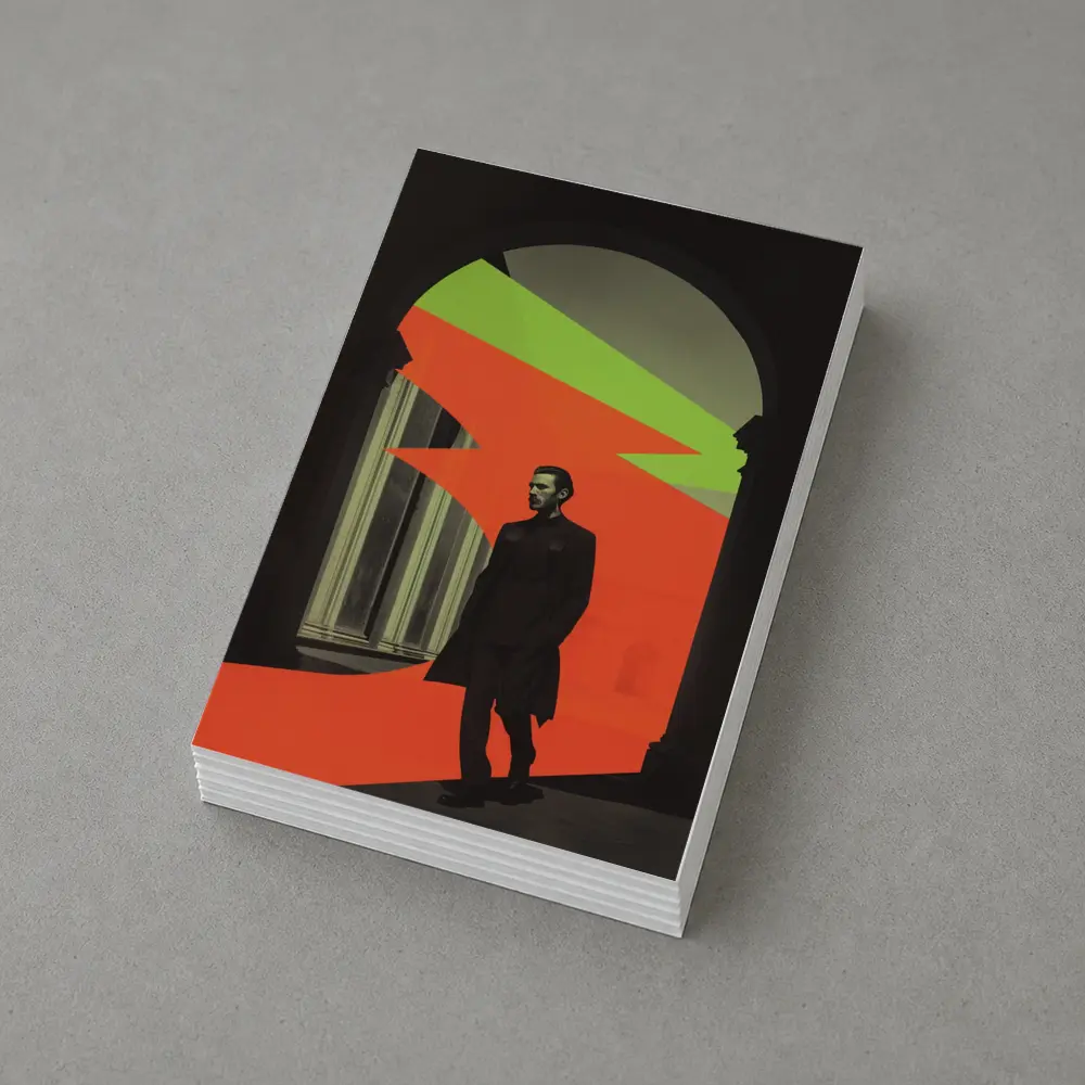 Man in Black Coat Neon Geometric Arch – Postcards