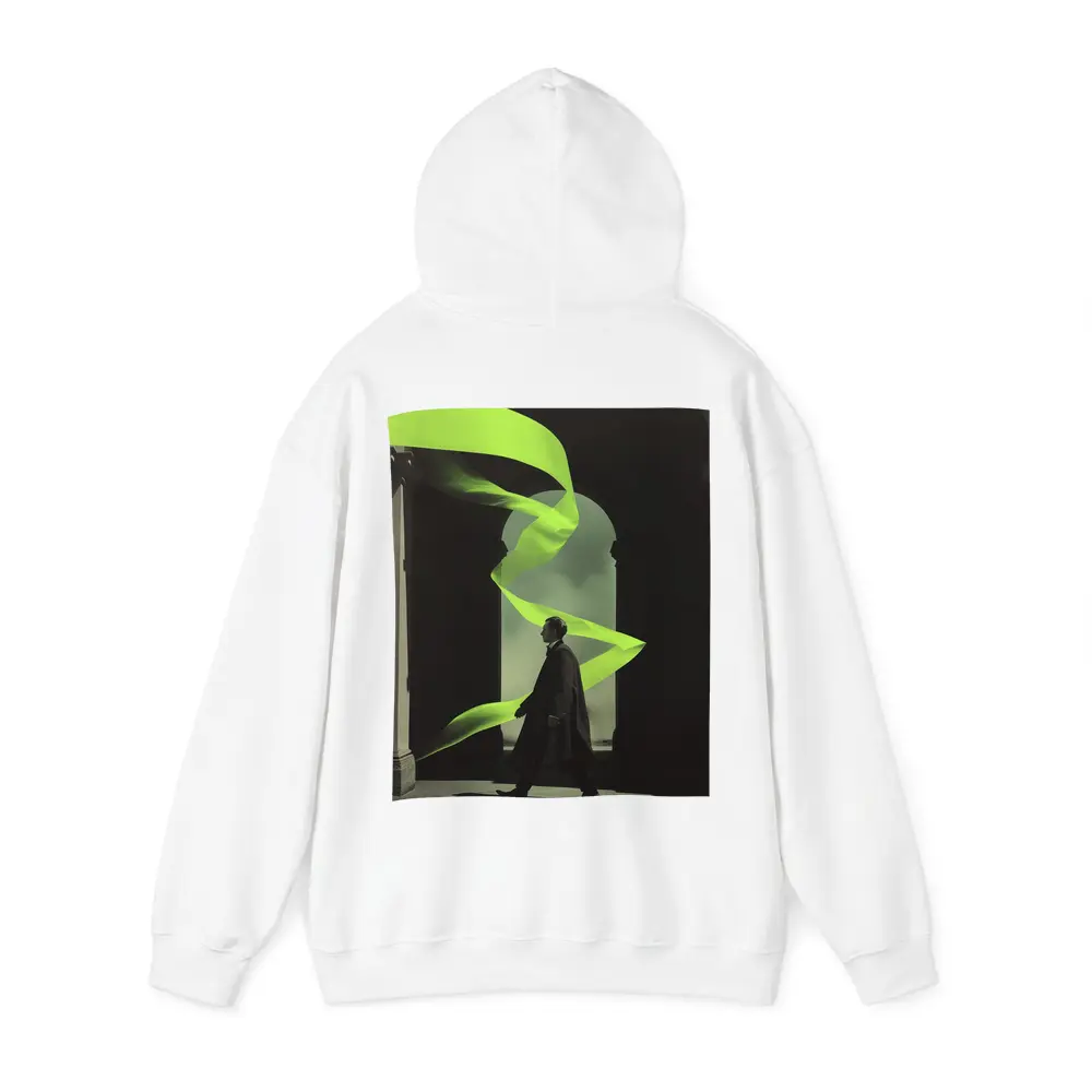 Man in Coat Neon Green Ribbon Archway – Hoodies