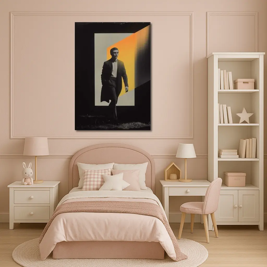 Man in Dark Coat Orange Light Art – Wall Art