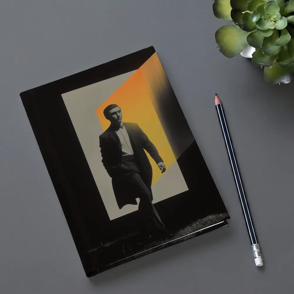 Man in Dark Coat Orange Light Art – Notebooks