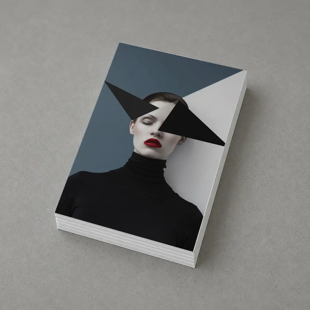 Geometric Black White Fashion Portrait Red Lips – Postcards