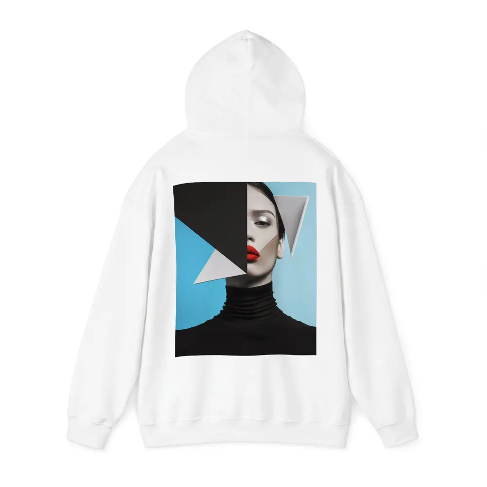 Geometric Fashion Portrait Woman Blue Background – Hoodies