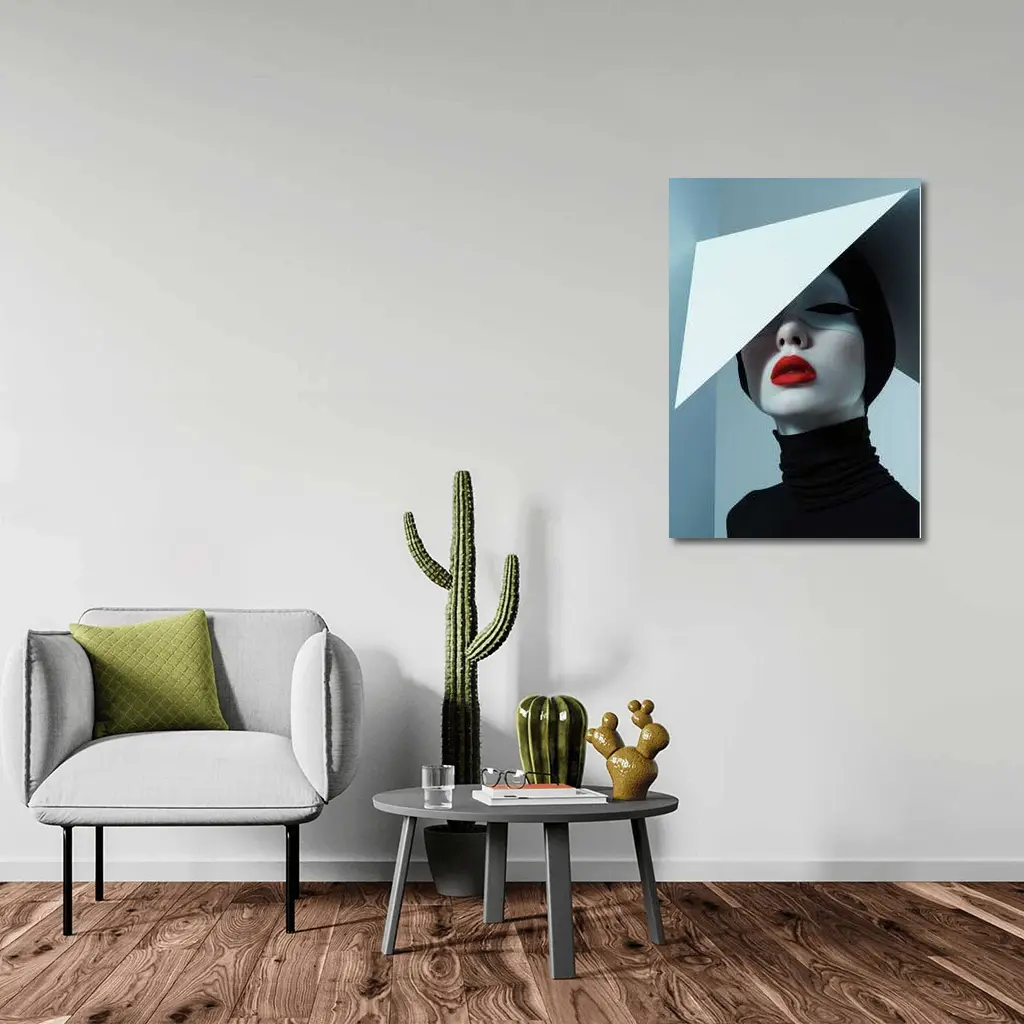 Fashion Portrait Woman Red Lips Black White – Wall Art