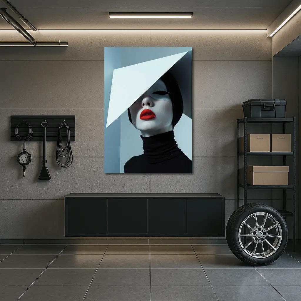 Fashion Portrait Woman Red Lips Black White – Wall Art