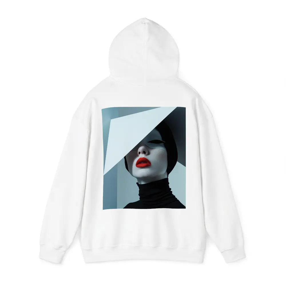 Fashion Portrait Woman Red Lips Black White – Hoodies