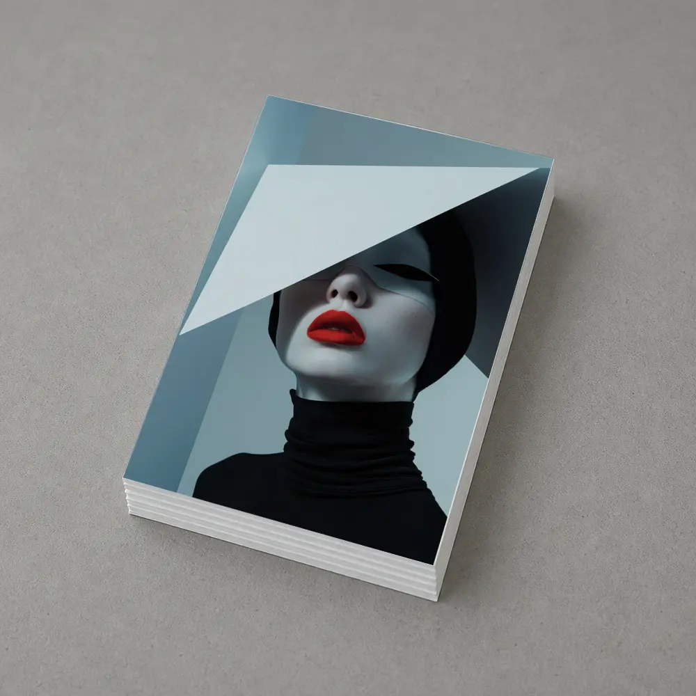 Fashion Portrait Woman Red Lips Black White – Postcards