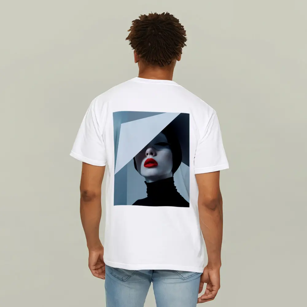 Fashion Portrait Woman Red Lips Black White – T-Shirts