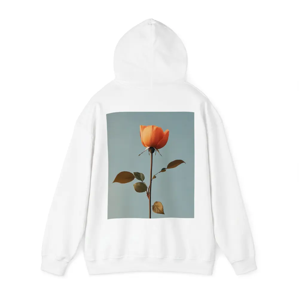Orange Rose Single Stem Blue Sky – Hoodies