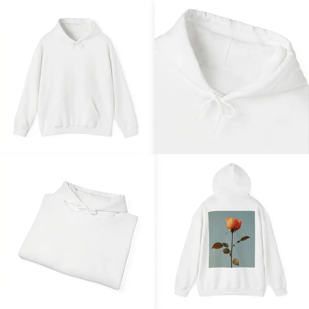 Orange Rose Single Stem Blue Sky – Hoodies