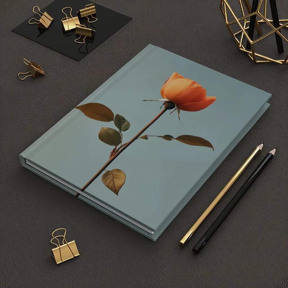 Orange Rose Single Stem Blue Sky – Notebooks