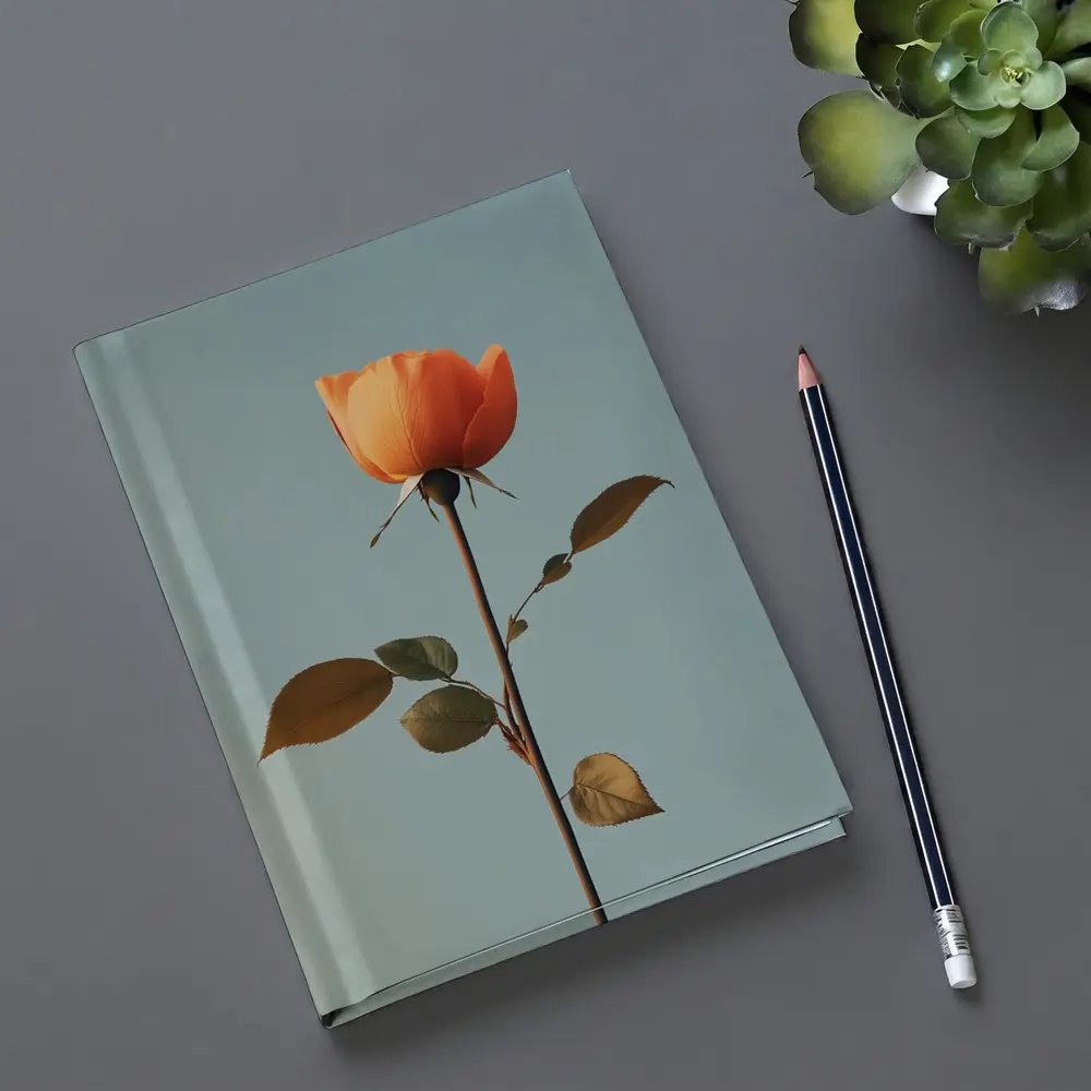 Orange Rose Single Stem Blue Sky – Notebooks