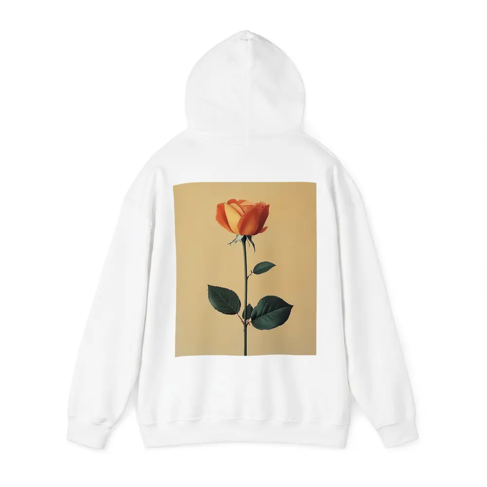 Orange Rose Stem Beige Minimalist Background – Hoodies