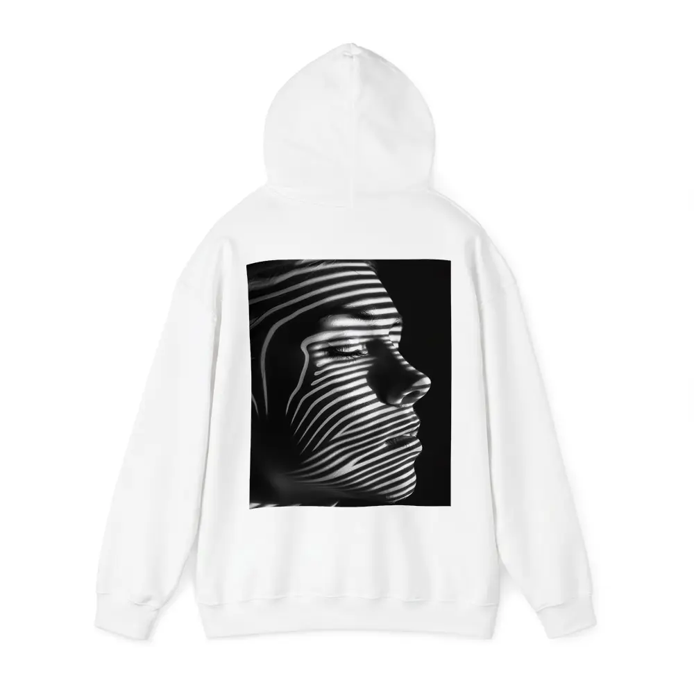 Woman Face Striped Shadow Black White – Hoodies