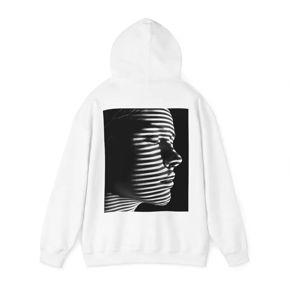 Woman Profile Striped Shadow Black White – Hoodies