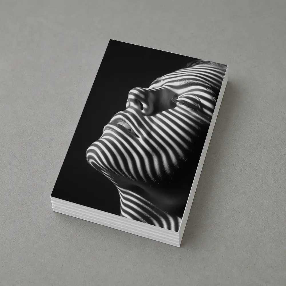 Black White Striped Light Shadow Woman Portrait – Postcards