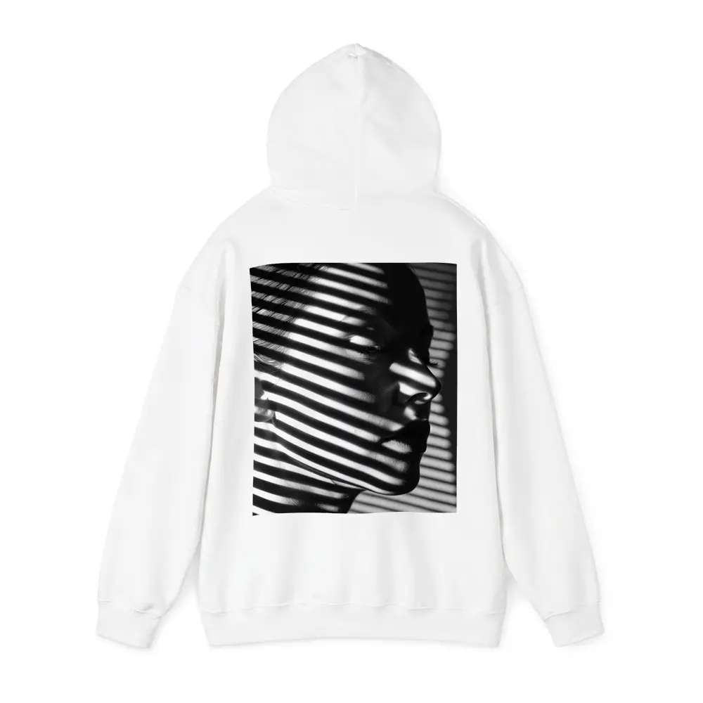 Woman Face Shadow Stripes Black White Portrait – Hoodies