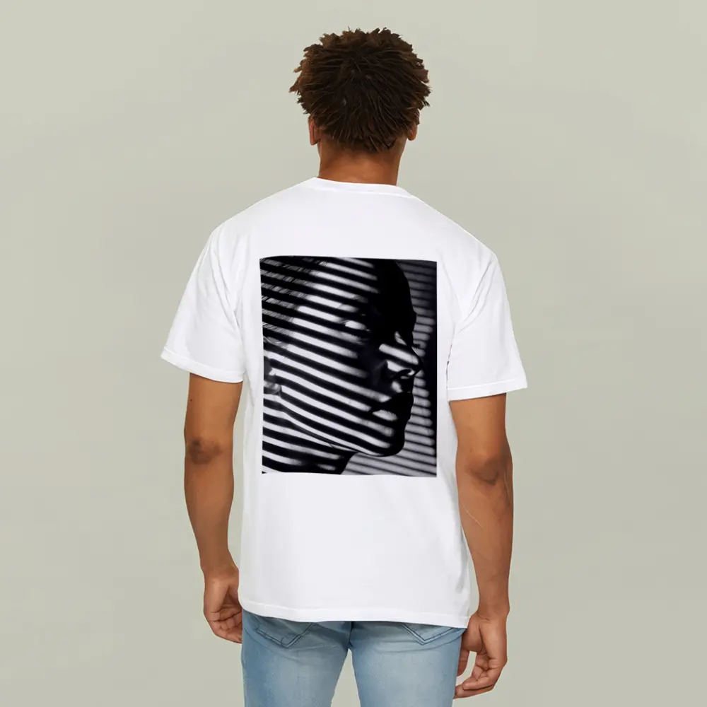 Woman Face Shadow Stripes Black White Portrait – T-Shirts