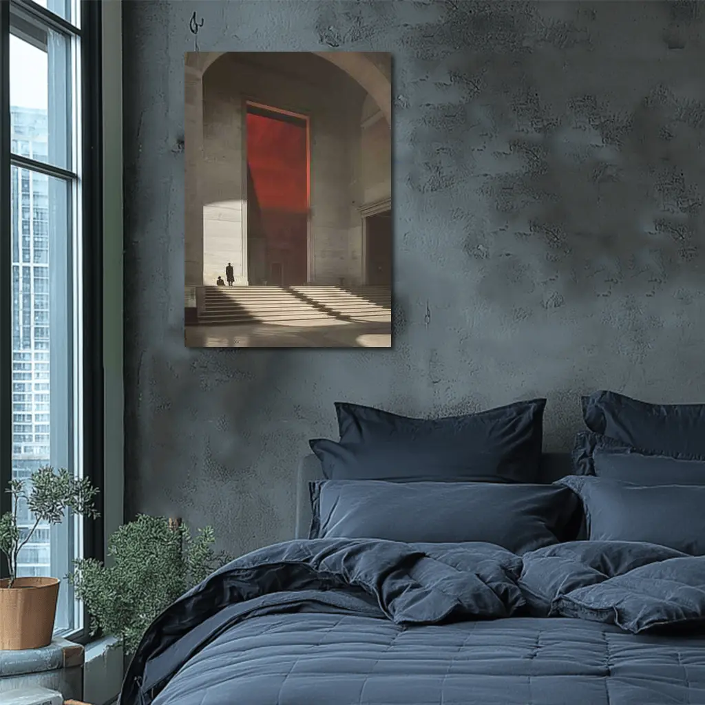 Grand Hall Red Light Architectural Interior Art – Wall Art