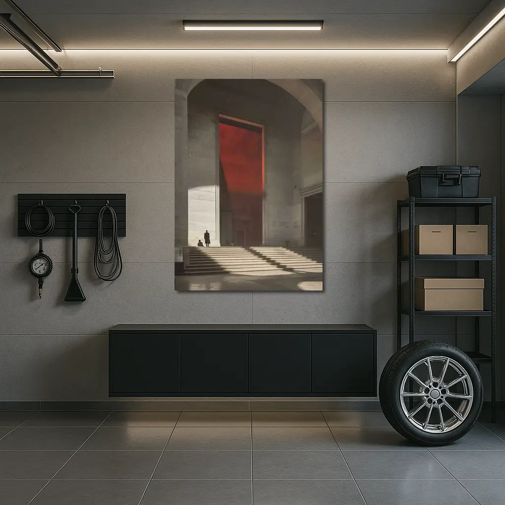 Grand Hall Red Light Architectural Interior Art – Wall Art