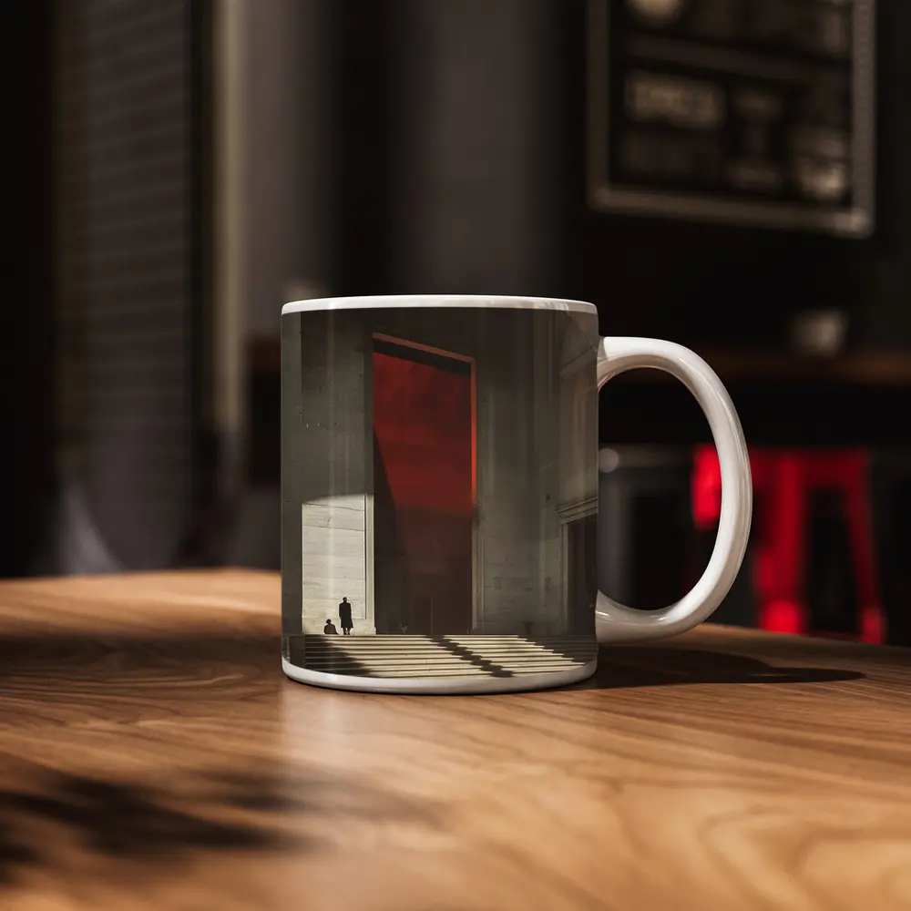 Grand Hall Red Light Architectural Interior Art – Mugs