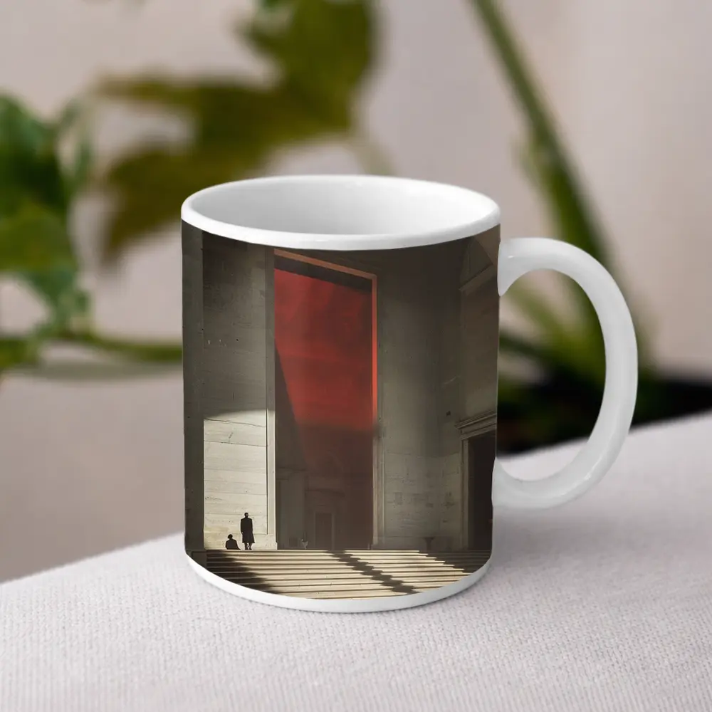 Grand Hall Red Light Architectural Interior Art – Mugs