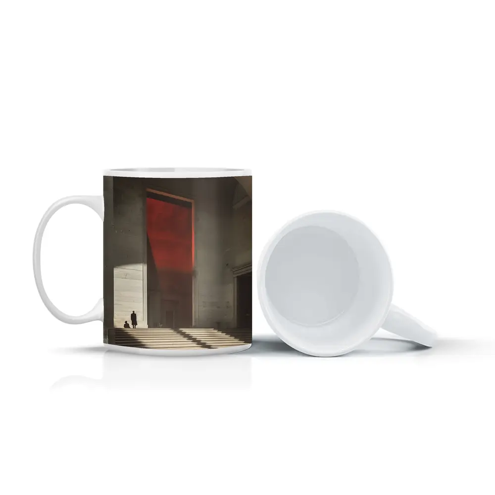 Grand Hall Red Light Architectural Interior Art – Mugs