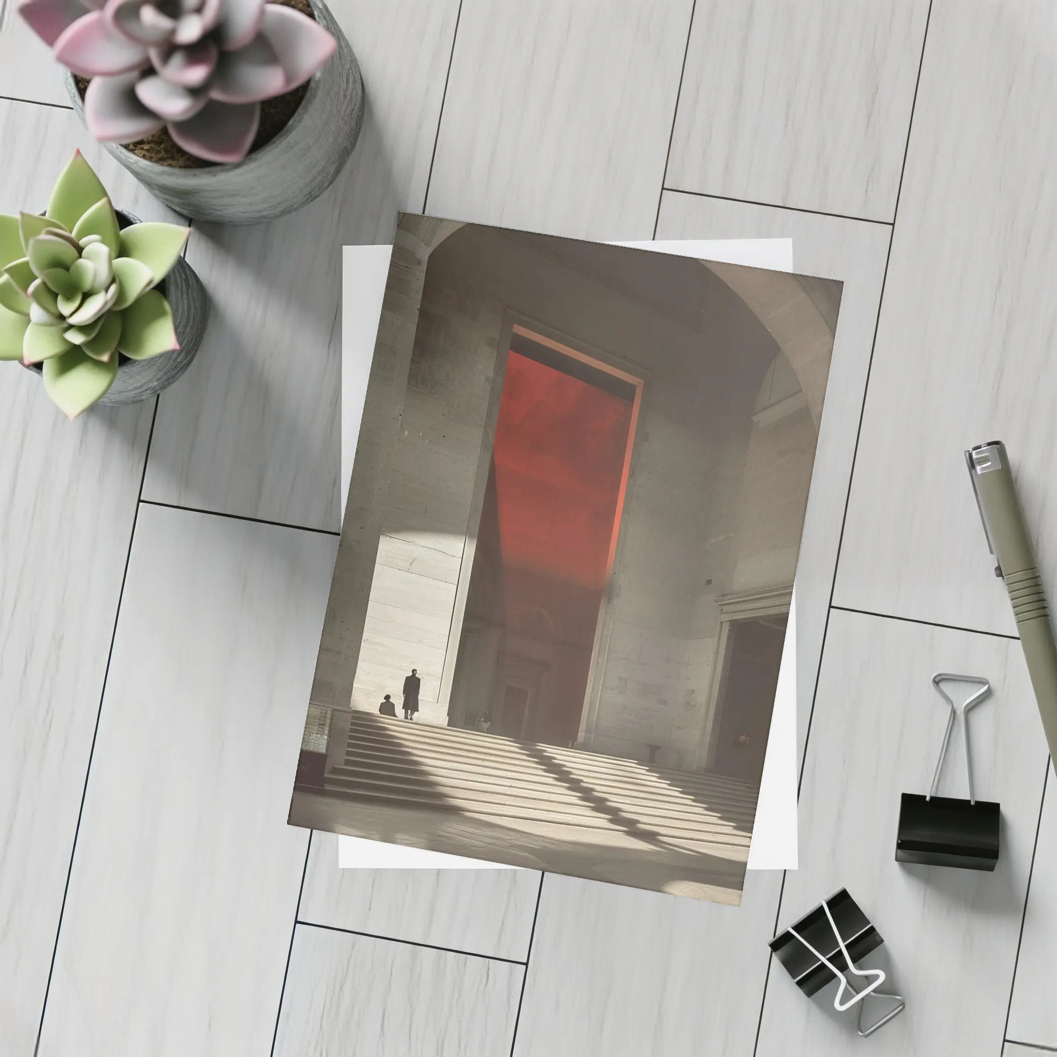 Grand Hall Red Light Architectural Interior Art – Postcards