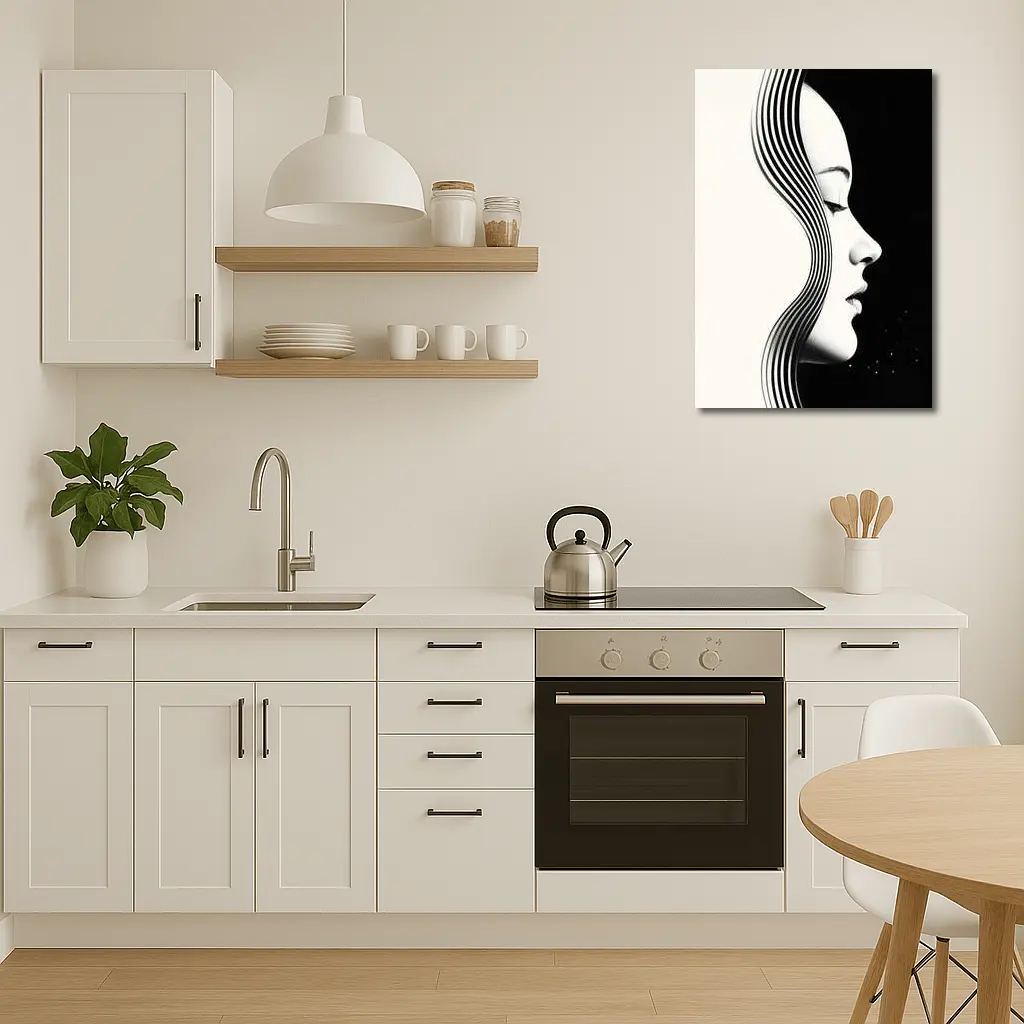 Black and White Woman Profile Line Art – Wall Art