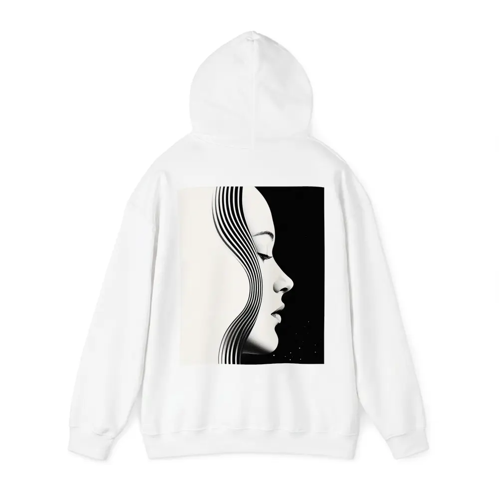 Black and White Woman Profile Line Art – Hoodies