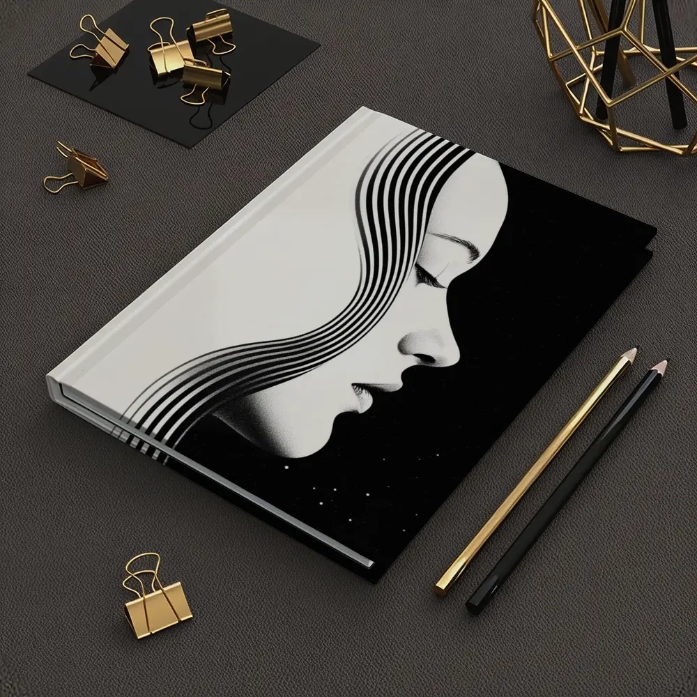Black and White Woman Profile Line Art – Notebooks