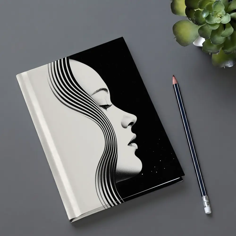 Black and White Woman Profile Line Art – Notebooks