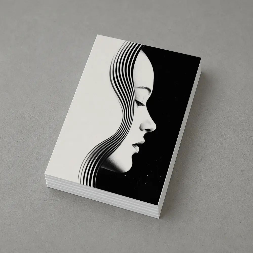 Black and White Woman Profile Line Art – Postcards