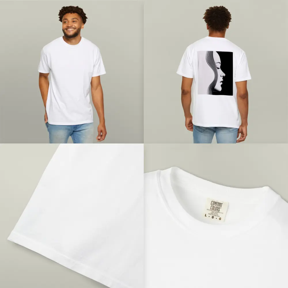 Black and White Woman Profile Line Art – T-Shirts
